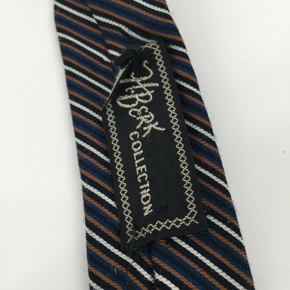 Vintage 1970s Givenchy Gentlemen Paris Tie Navy Blue Striped Skinny Necktie - Picture 7 of 12